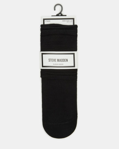 2 PACK SLOUCHY CREW SOCKS BLACK WHITE Scrunch Socks | Steve Madden