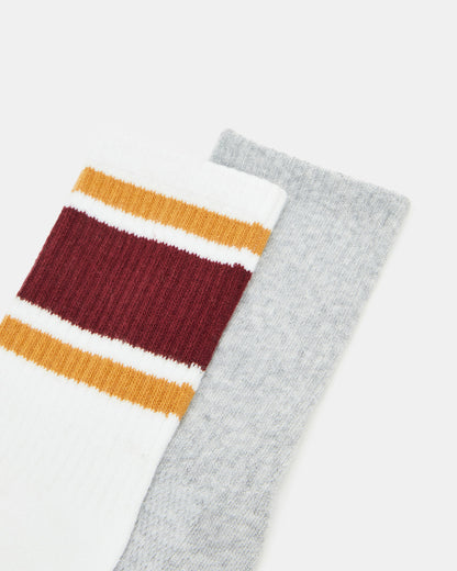 VARSITY CREW SOCKS Bone Multi Women's Stripe Detail Socks | Steve Madden