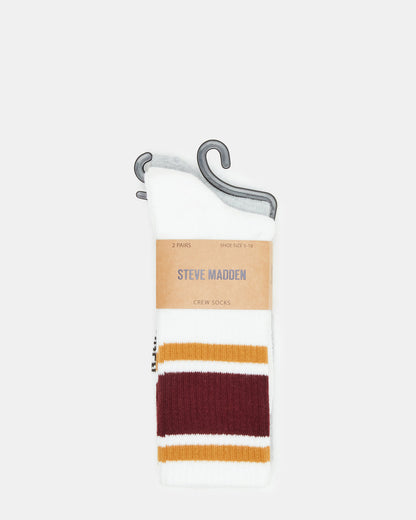 VARSITY CREW SOCKS Bone Multi Women's Stripe Detail Socks | Steve Madden