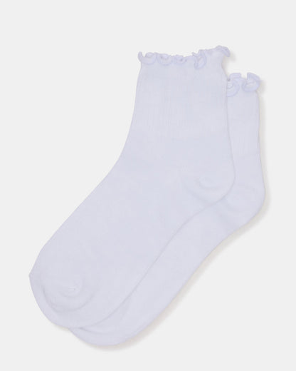 LETTUCE EDGE ANKLET SOCKS White Women's Anklet Socks | Steve Madden