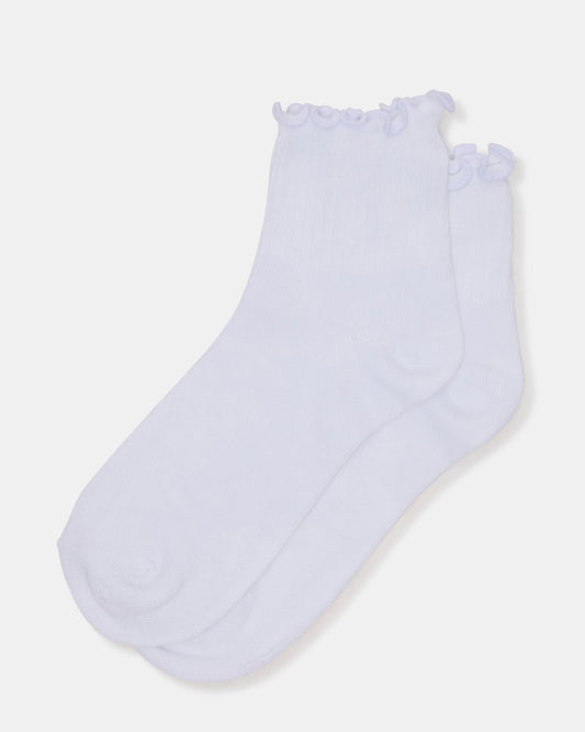 LETTUCE EDGE ANKLET SOCKS White Women's Anklet Socks | Steve Madden