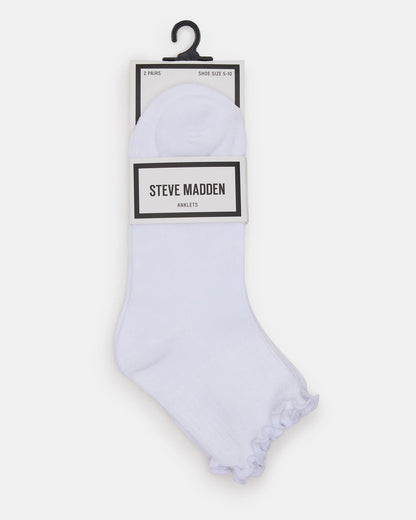 LETTUCE EDGE ANKLET SOCKS White Women's Anklet Socks | Steve Madden