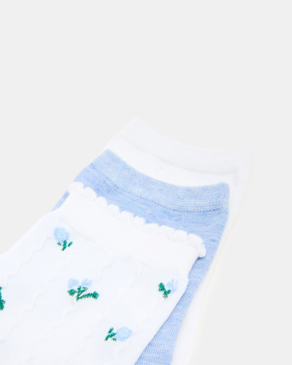 3 SPRING PACK FLOWER SOCKS WHITE MULTI | Steve Madden