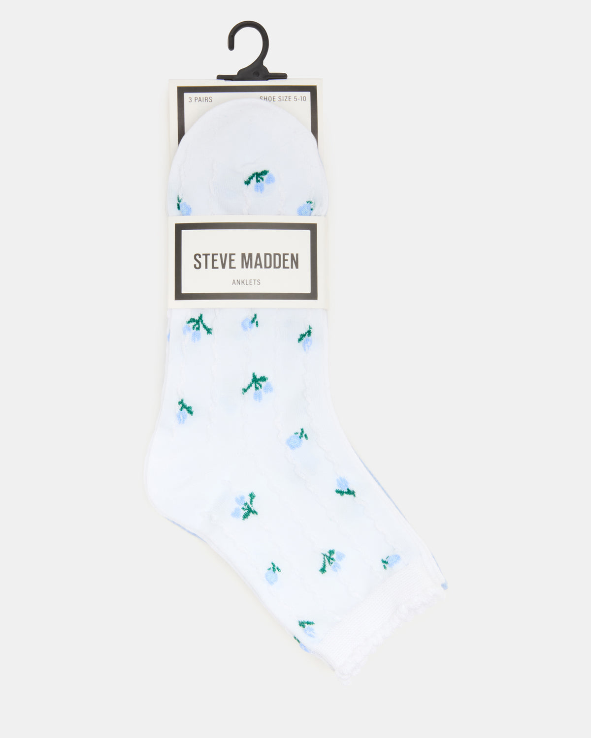 3 SPRING PACK FLOWER SOCKS WHITE MULTI | Steve Madden
