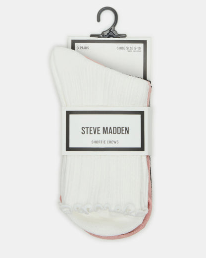 3 Pack Lettuce Edge Ribbed Women's Anklet Socks Multi | Steve Madden