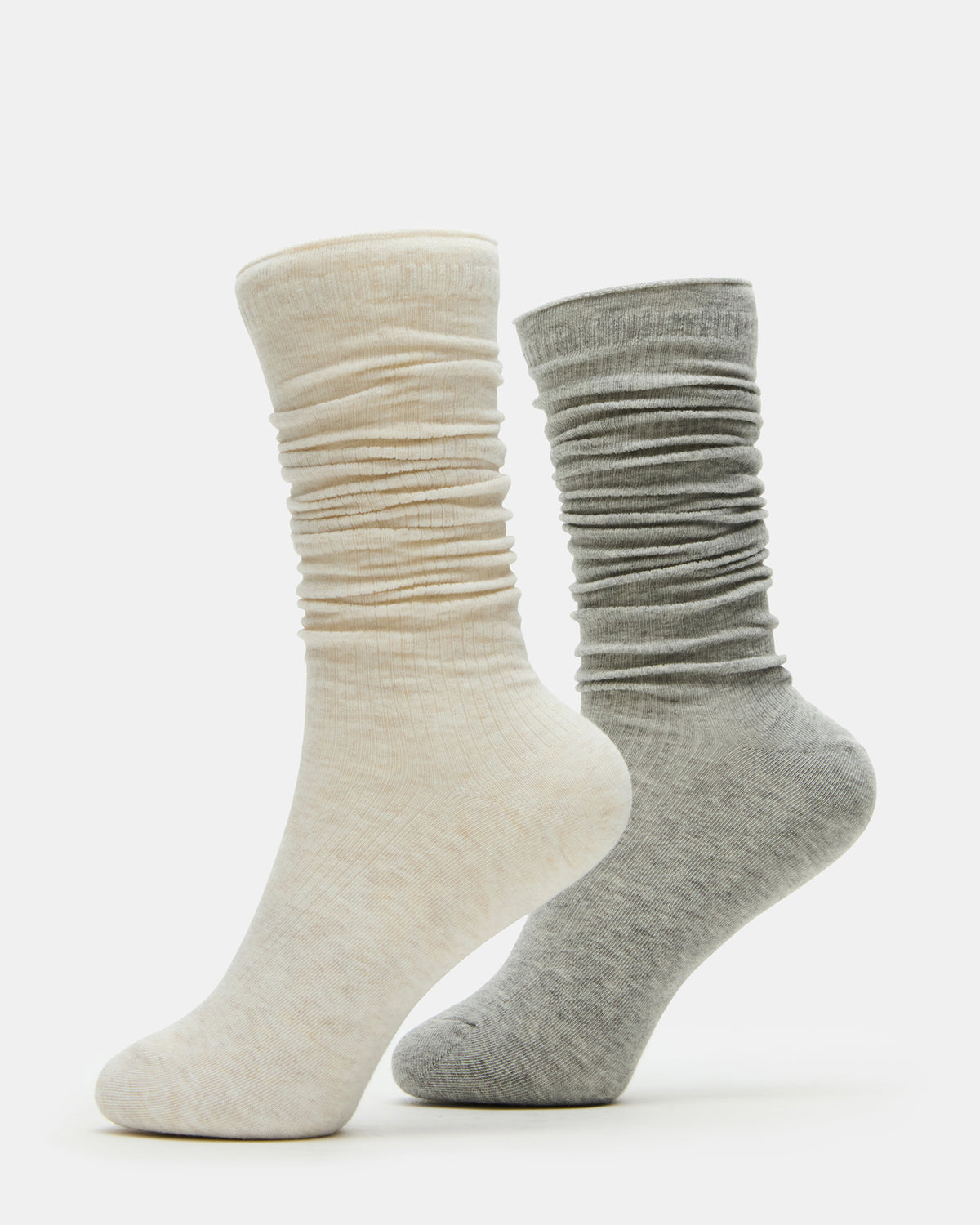SLOUCHY RIB SOCKS OATMEAL HEATHER Scrunch Socks | Steve Madden