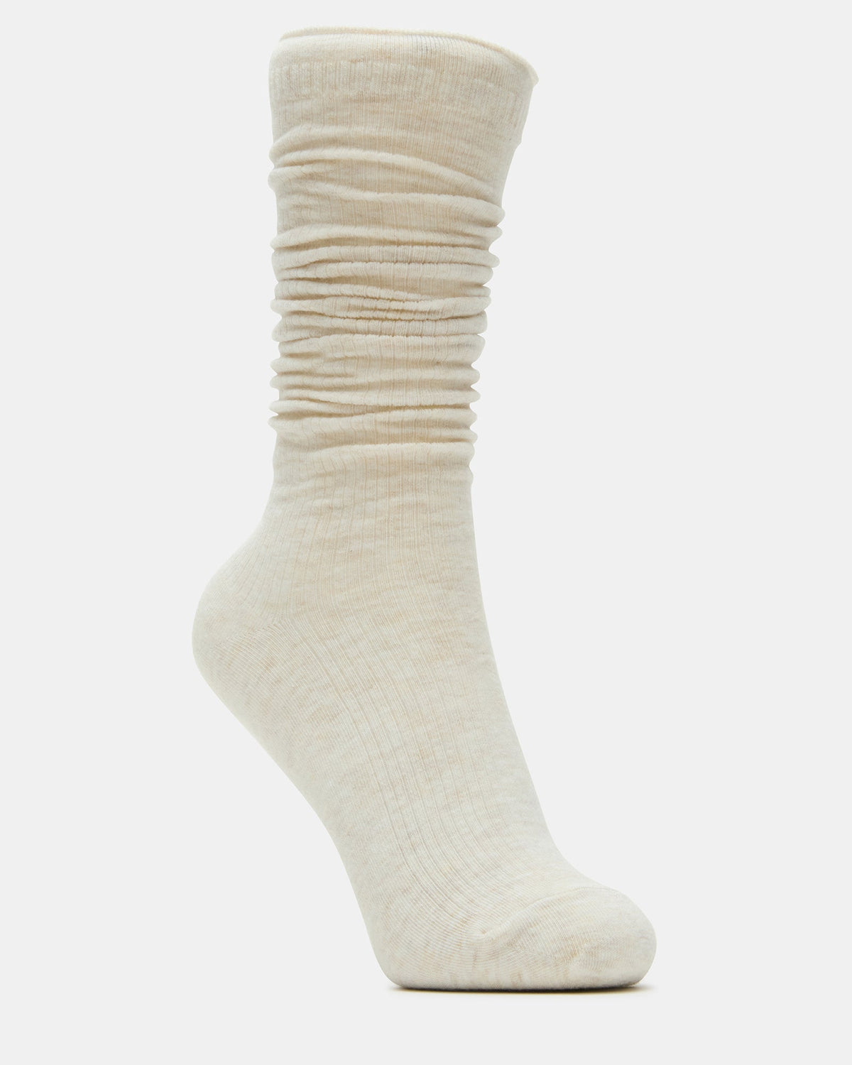 SLOUCHY RIB SOCKS OATMEAL HEATHER Scrunch Socks | Steve Madden