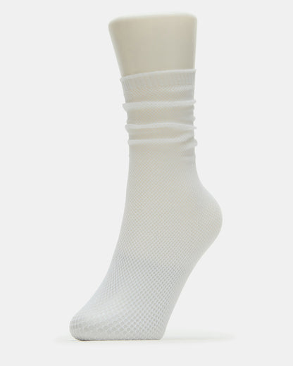 FISHNET SHLOUCHY CREW SOCKS White Women's Quarter Socks | Steve Madden