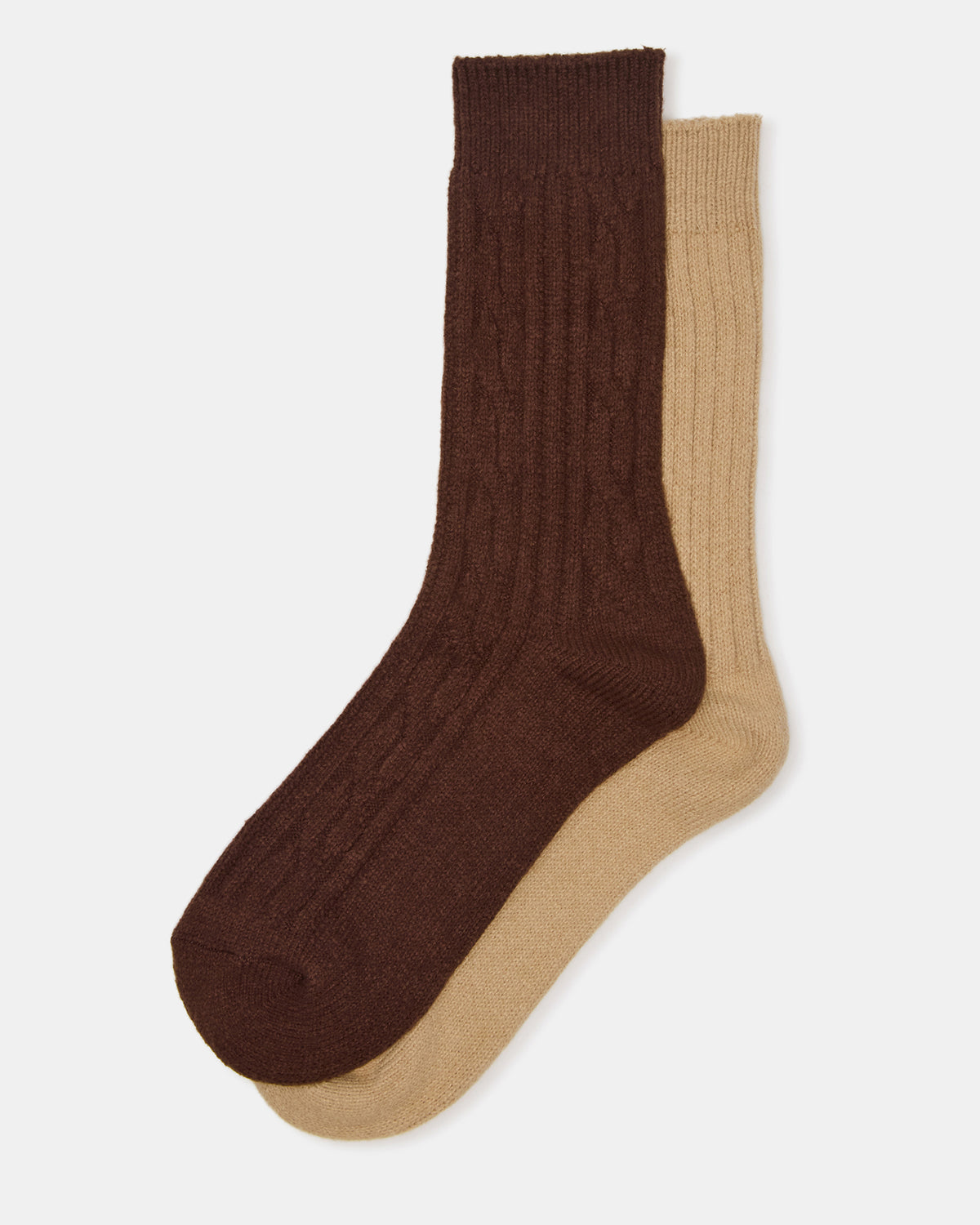 2 PACK CABLE TEXTURE BOOT SOCKS BROWN Women's Textured Quarter Book Socks | Steve Madden