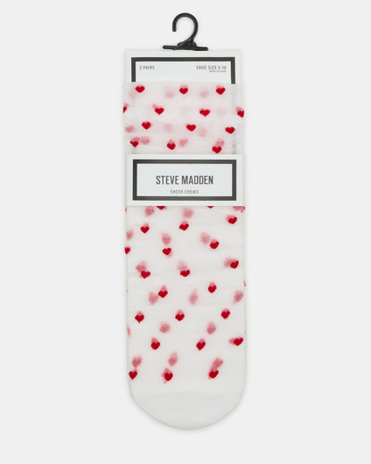 2 Pack Heart Sheer Tulle Women's Anklet Socks White | Steve Madden