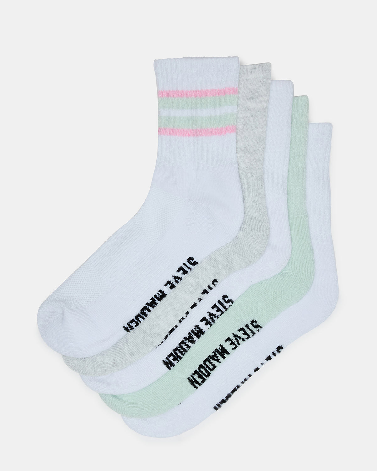 5 PACK STRIPED SOCKS White Multi Women's Stripe Athletic Socks | Steve Madden