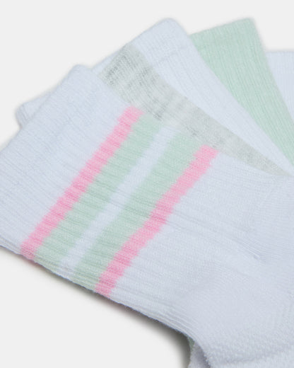 5 PACK STRIPED SOCKS White Multi Women's Stripe Athletic Socks | Steve Madden