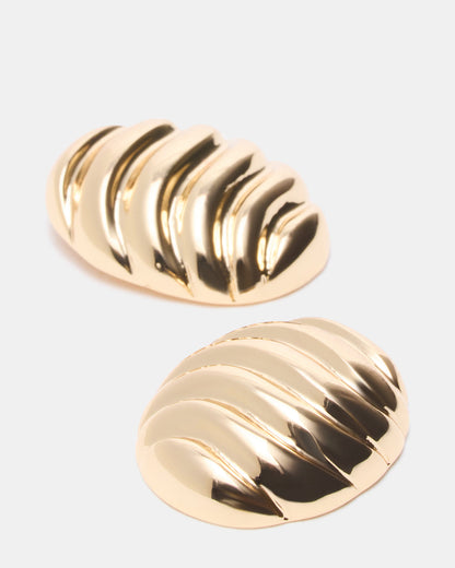 GROOVED CIRCULAR STUD EARRINGS GOLD Women's Sculpted Grooved Stud Earrings | Steve Madden