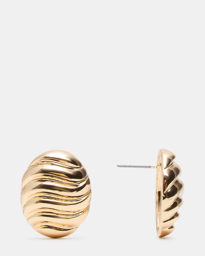 GROOVED CIRCULAR STUD EARRINGS GOLD Women's Sculpted Grooved Stud Earrings | Steve Madden