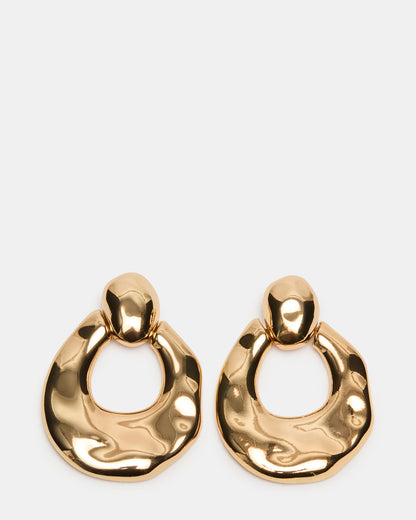 DOOR KNOCKER EARRINGS GOLD Women's Gold Finish Door Knocker Large Earrings | Steve Madden