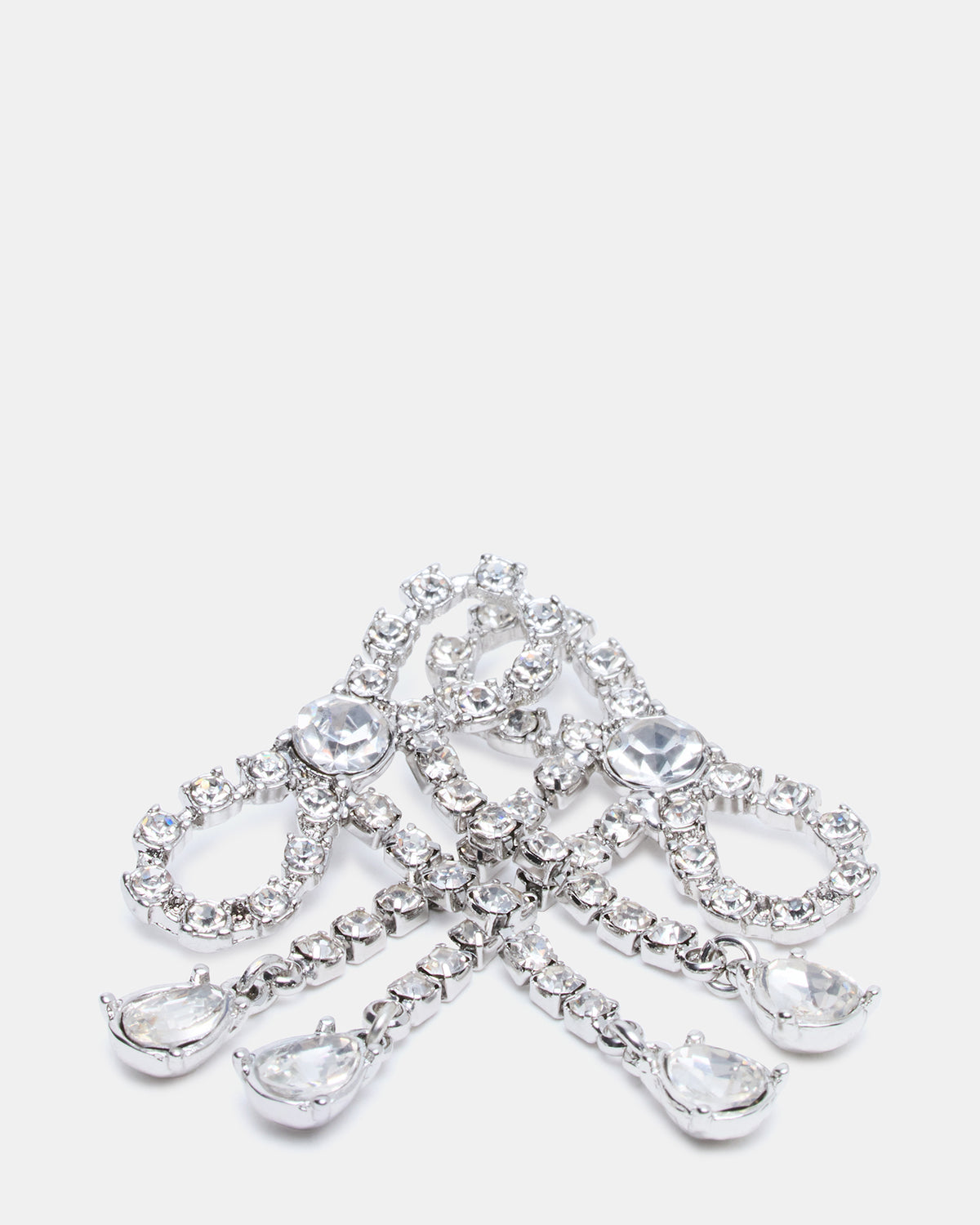 RHINESTONE BOW EARRINGS SILVER Women's Embellished Bow Post-Back Earrings | Steve Madden