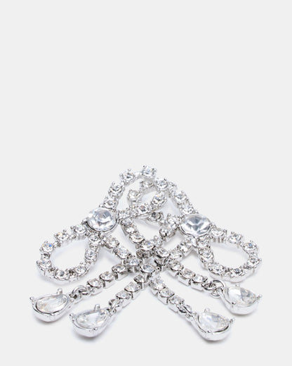 RHINESTONE BOW EARRINGS SILVER Women's Embellished Bow Post-Back Earrings | Steve Madden
