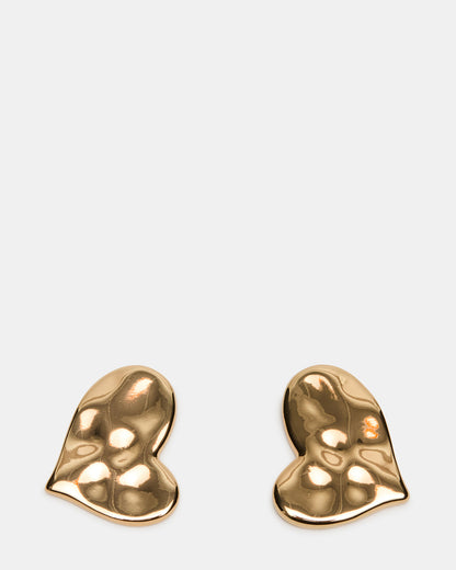 TEXTURED HEART STUD EARRINGS GOLD Women's Textured Heart Stud Earrings | Steve Madden