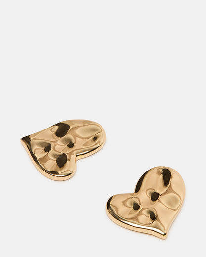 TEXTURED HEART STUD EARRINGS GOLD Women's Textured Heart Stud Earrings | Steve Madden