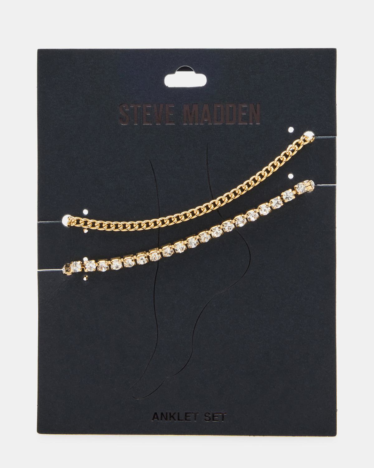 2-PIECE RHINESTONE CHAIN ANKLET SET Women's Pearl Embellished ChaiN Anklet Set | Steve Madden
