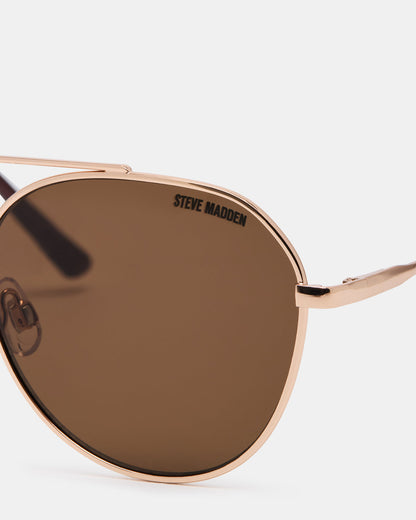AYDIN Gold Solid Brown Gold Frame Sunglasses | Steve Madden