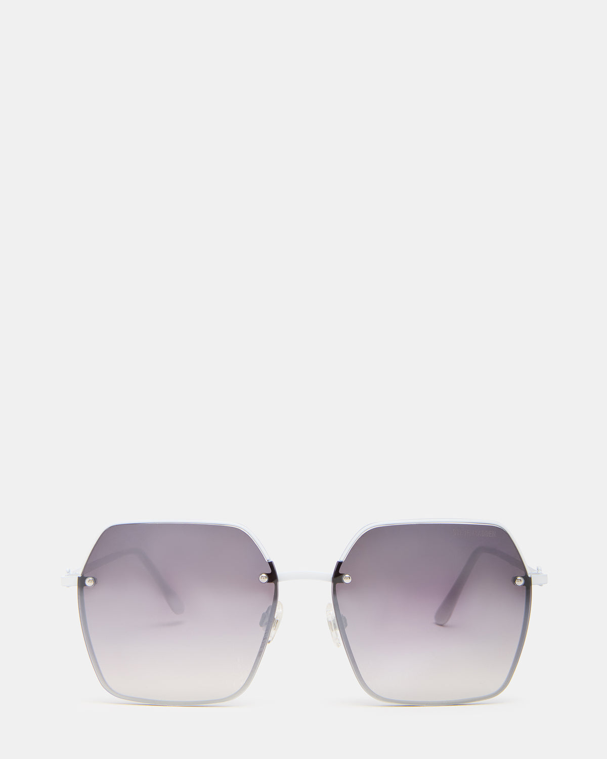 DAVIAN White Square Shiny Gradient Smoke Sunglasses | Steve Madden