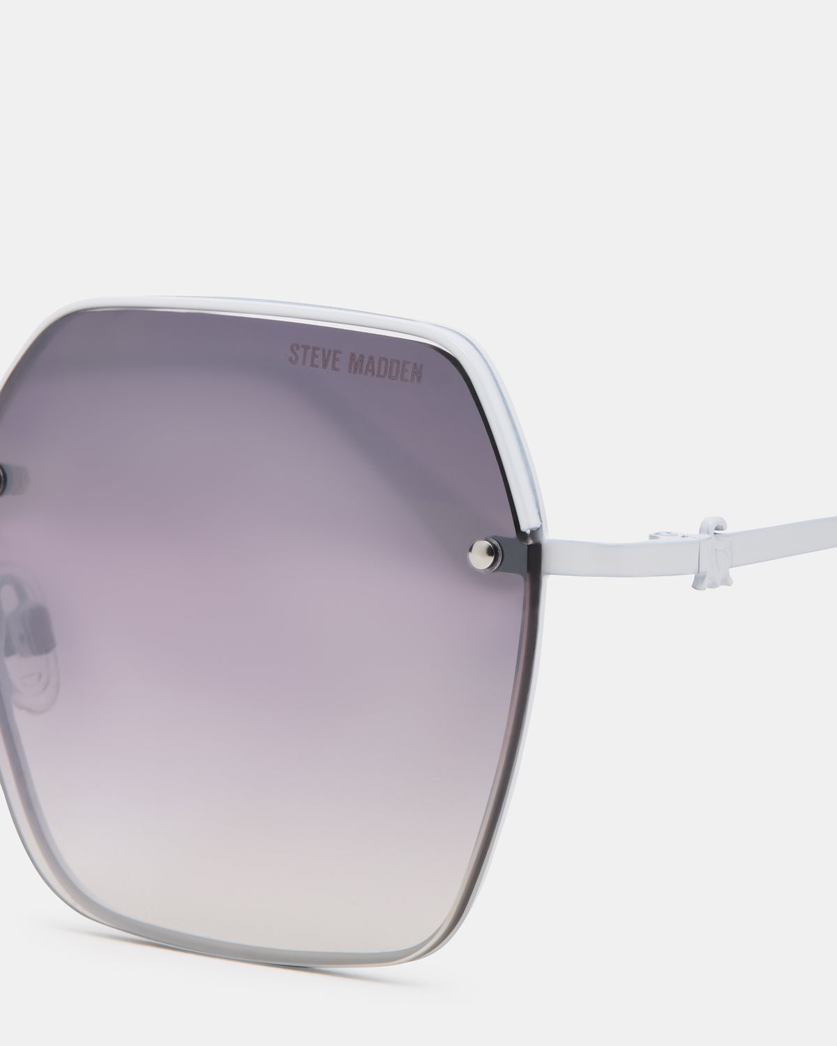DAVIAN White Square Shiny Gradient Smoke Sunglasses | Steve Madden