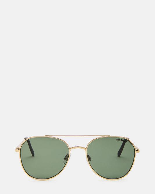 AYDIN Gold Solid Green Gold Frame Sunglasses | Steve Madden