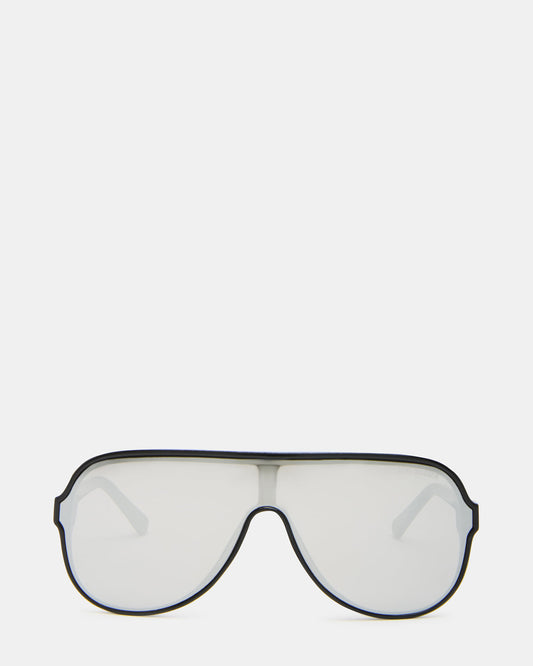 KERBIE Black Silver Flash Shield Sunglasses | Steve Madden