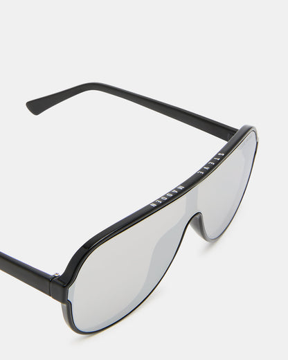 KERBIE Black Silver Flash Shield Sunglasses | Steve Madden