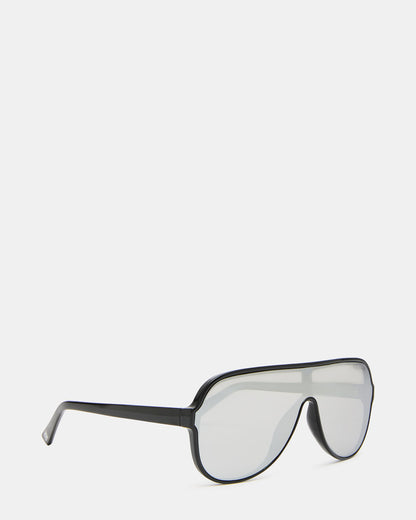 KERBIE Black Silver Flash Shield Sunglasses | Steve Madden