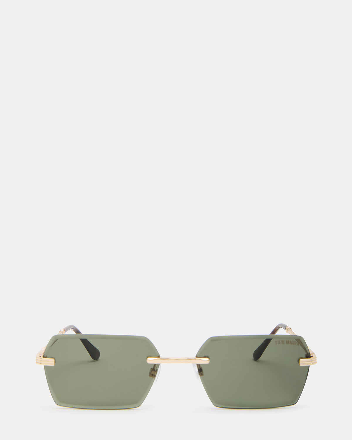 FINNIAN Gold Rectangle Green Solid Tortoise Sunglasses | Steve Madden