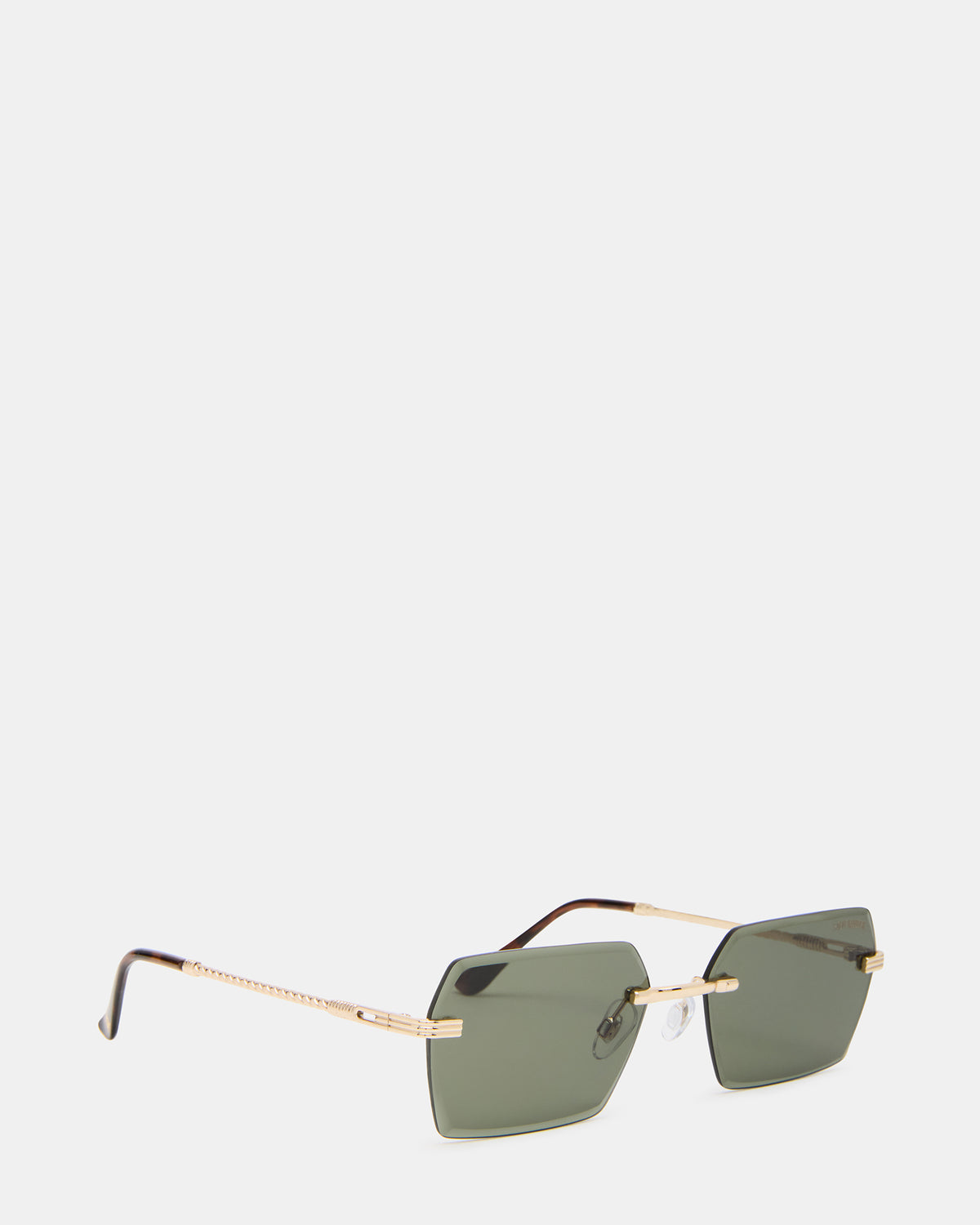 FINNIAN Gold Rectangle Green Solid Tortoise Sunglasses | Steve Madden