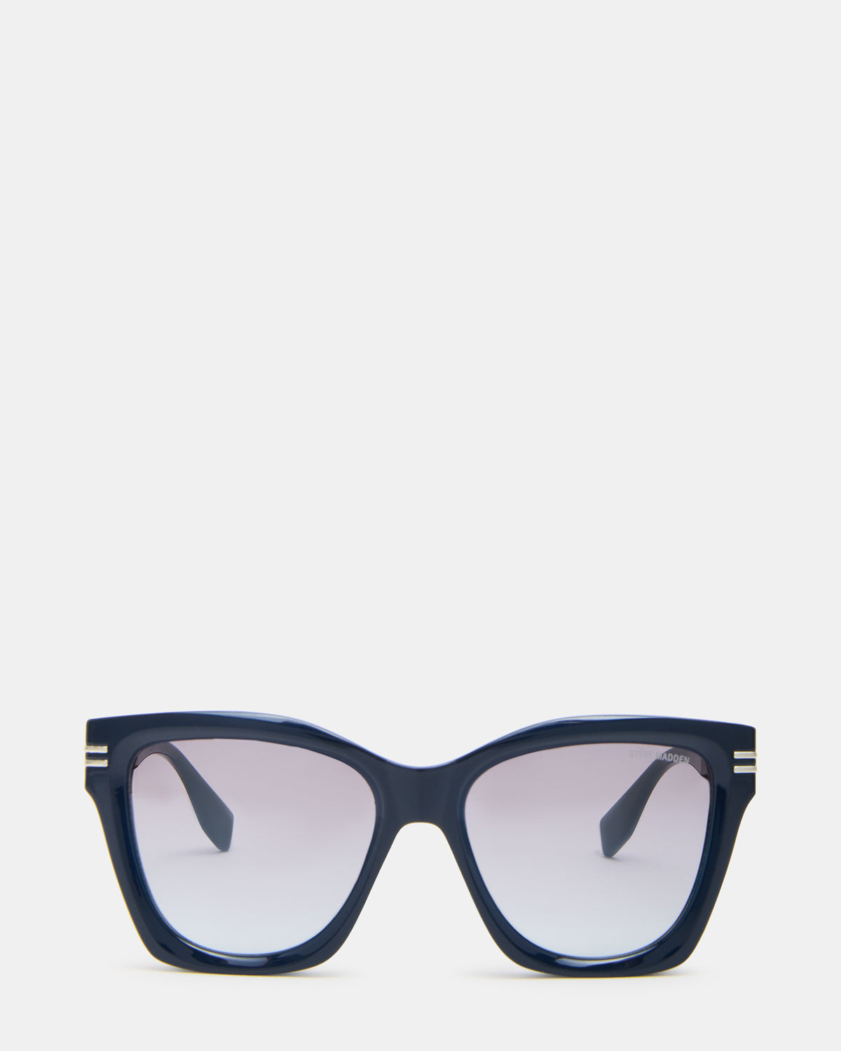 TAISIA Navy Milky Opaque Silver Flash Cat Eye Sunglasses | Steve Madden