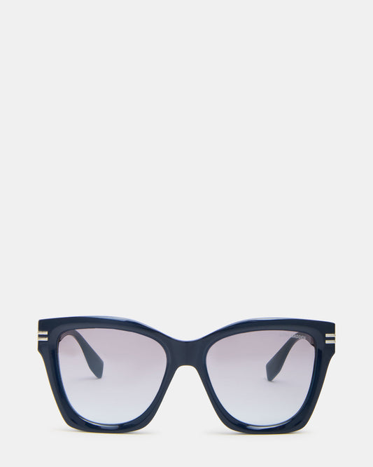 TAISIA Navy Milky Opaque Silver Flash Cat Eye Sunglasses | Steve Madden