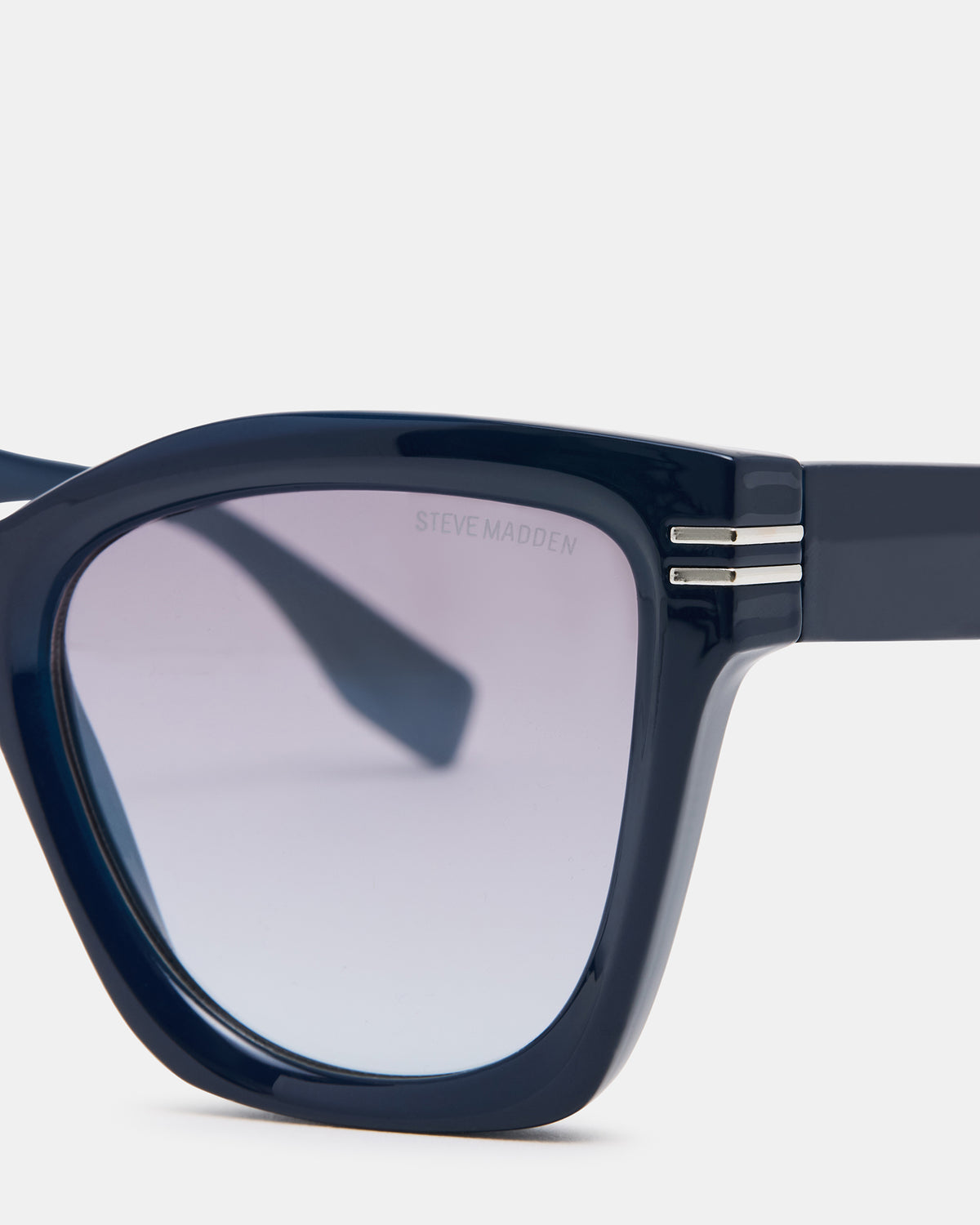TAISIA Navy Milky Opaque Silver Flash Cat Eye Sunglasses | Steve Madden