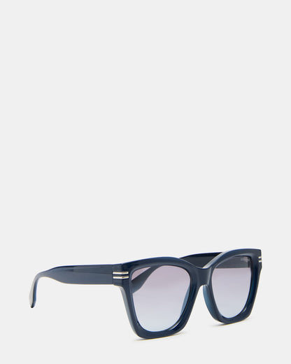 TAISIA Navy Milky Opaque Silver Flash Cat Eye Sunglasses | Steve Madden