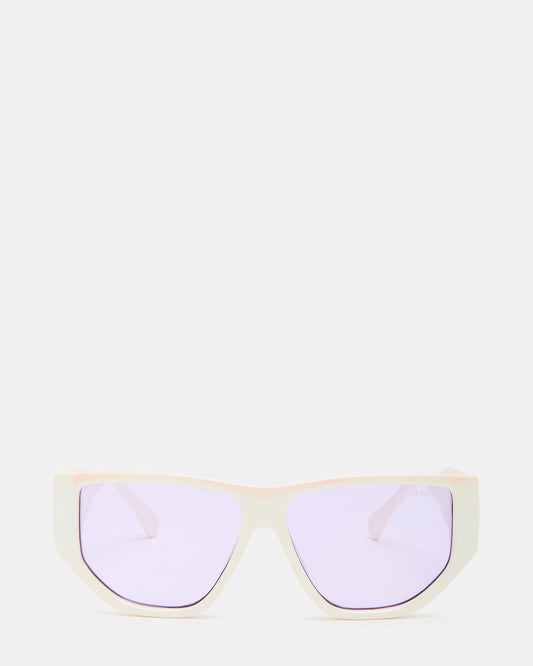 NICKO Off-White Iridescent Opaque Sunglasses | Steve Madden
