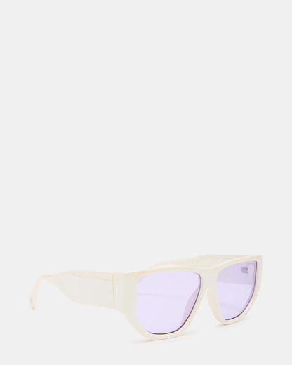 NICKO Off-White Iridescent Opaque Sunglasses | Steve Madden