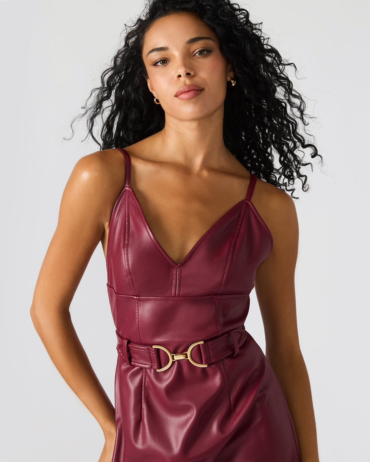 KAILEY Cordovan Faux Leather Sleeveless Midi Women's Dress | Steve Madden