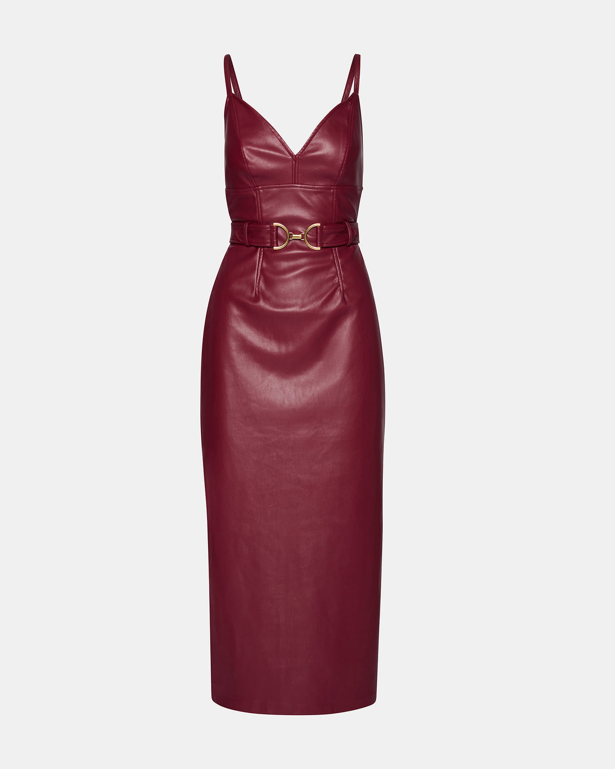 KAILEY Cordovan Faux Leather Sleeveless Midi Women's Dress | Steve Madden