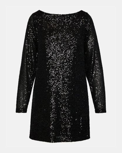 GINGER Dress Black | Women's Long-Sleeved Sequin Mini Dress | Steve Madden
