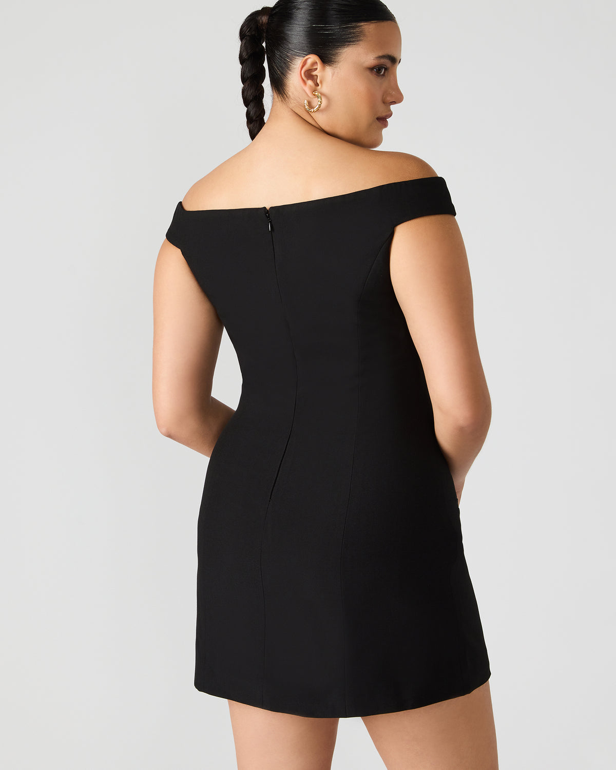 YANA Black Off-The-Shoulder Pleated Women's Dress | Steve Madden