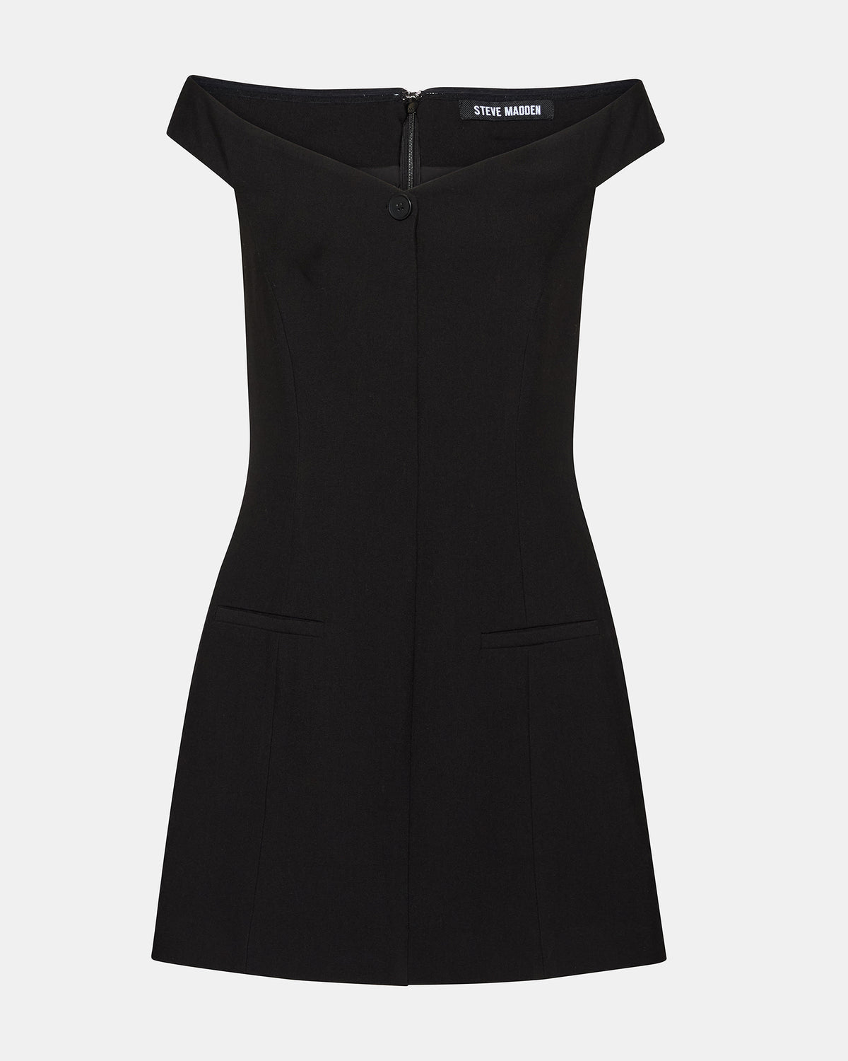 YANA Black Off-The-Shoulder Pleated Women's Dress | Steve Madden