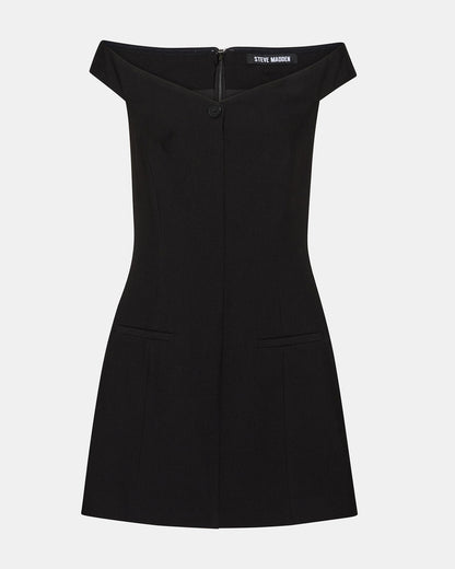 YANA Black Off-The-Shoulder Pleated Women's Dress | Steve Madden