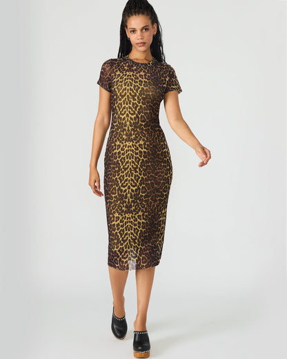 HAILEE Hot Sports Print Mesh Short-Sleeved Bodycon Women's Dress | Steve Madden
