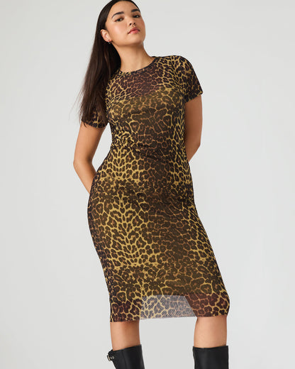 HAILEE Hot Sports Print Mesh Short-Sleeved Bodycon Women's Dress | Steve Madden