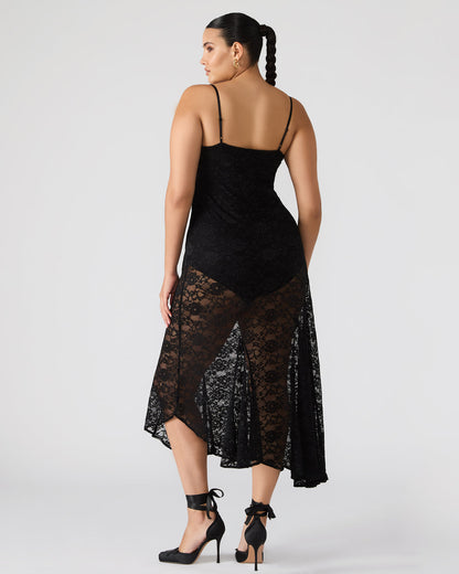 LOUISA Black Flowy Sleeveless Mesh Lace Womens Dress | Steve Madden