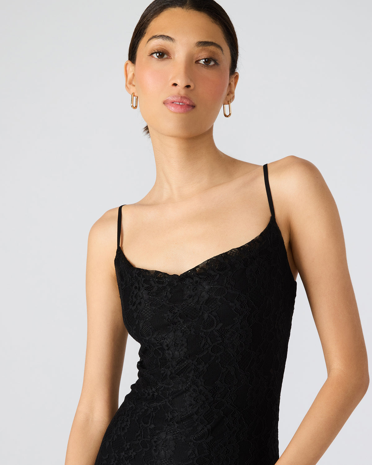 LOUISA Black Flowy Sleeveless Mesh Lace Womens Dress | Steve Madden
