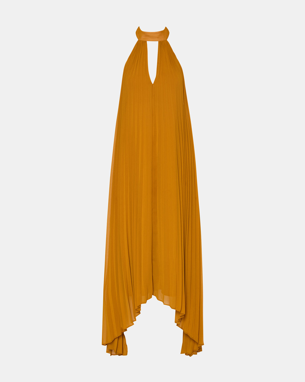 MARAYA Tuscan Gold Flowy Halter Women's Maxi Dress | Steve Madden